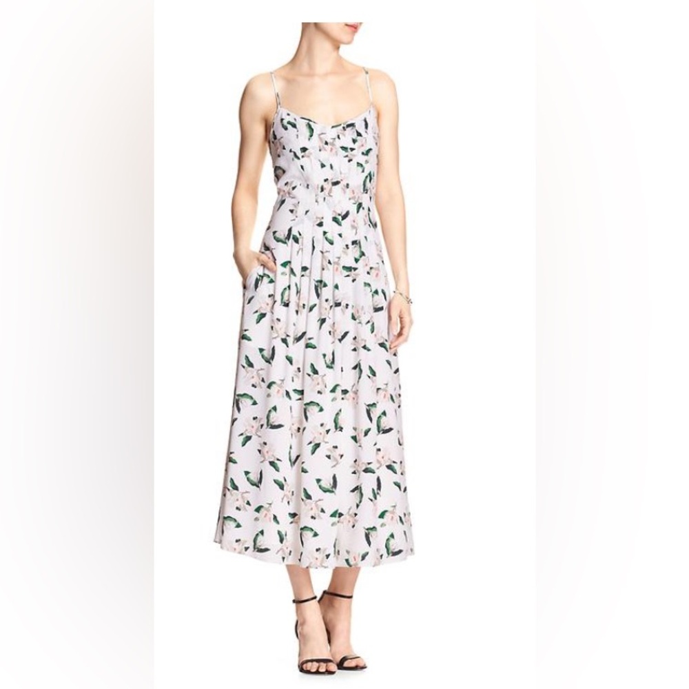 Banana Republic Print Strappy Maxi Floral Dress